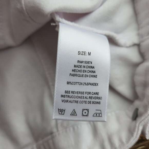 Wash Lab Puff Short Sleeve Denim Jacket Button-Up Pocket Stretch White - Picture 10 of 14